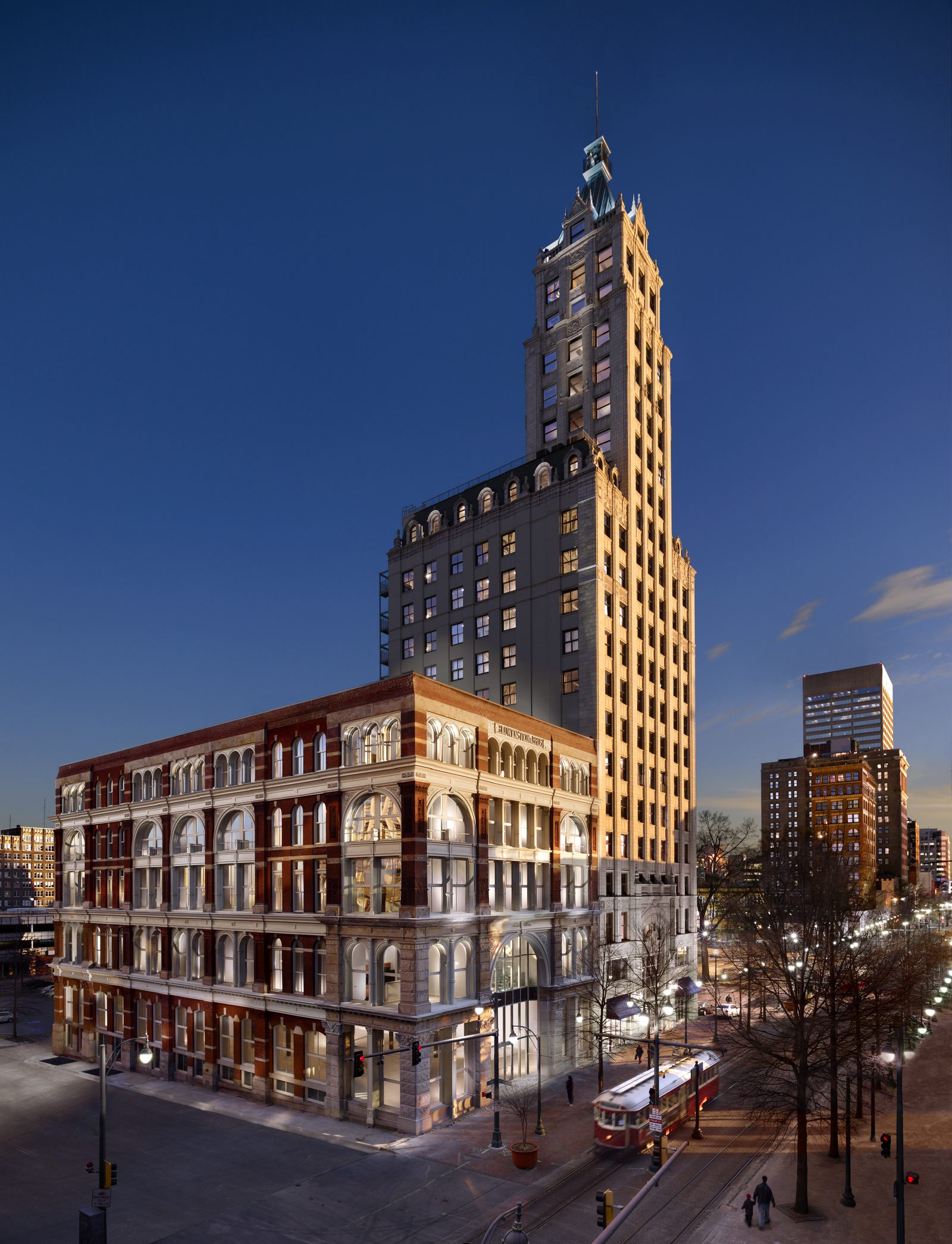 Court Square Center at dusk, Memphis.