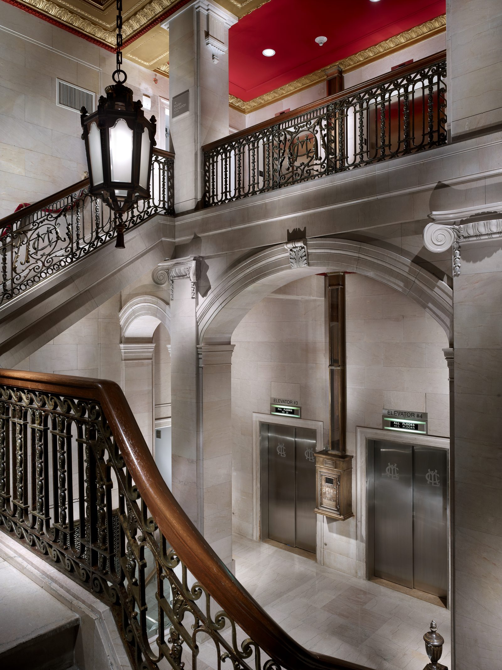 The restored historic lobby stair, Court Square Center, Memphis.